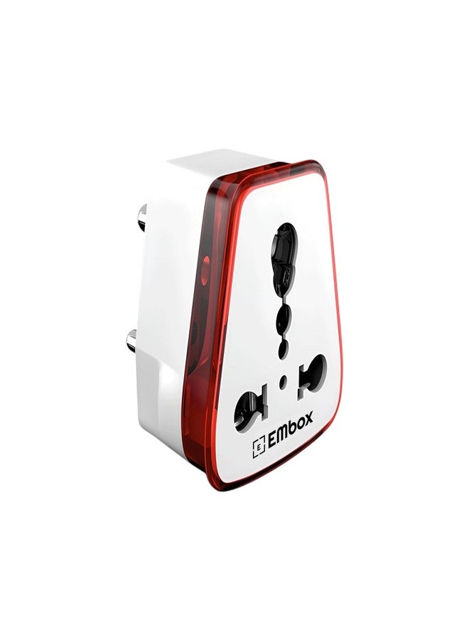 EMBOX محول قابس من 6 أمبير إلى 16 أمبير من إمبوكس لأجهزة تسخين المياه، والثلاجات، وأفران الميكروويف، والأجهزة المنزلية الثقيلة - مقبس 16 أمبير مع منافذ ثلاثية الأطراف مناسب لجميع المقابس الدولية (عبوة من قطعة واحدة) - Image 1